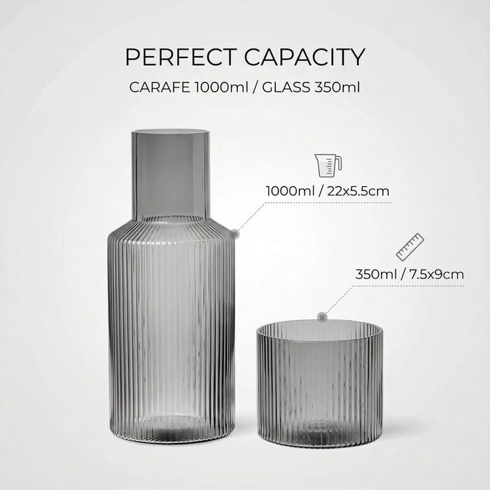 Набір скляної графіну з чашкою 1 л AOSEE