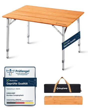 Складний бамбуковий стіл для кемпінгу 65 x 50 см KingCamp