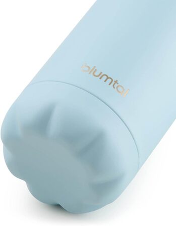 Пляшка для води Blumtal з нержавіючої сталі - Герметична ізольована пляшка - Пляшка для води без бісфенолу А для гарячих та холодних напоїв - Двостінна ізольована пляшка - Ізоляційна пляшка, стійка до іржі, дерево/срібло (04 - Світло-блакитний, 350 мл)