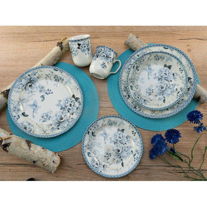 Набор посуды на 4 персоны, 16 предметов, синий Vintage Garden Creatable