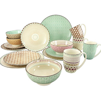 Набор посуды на 4 персоны, 16 предметов, разноцветный Mandala Creatable