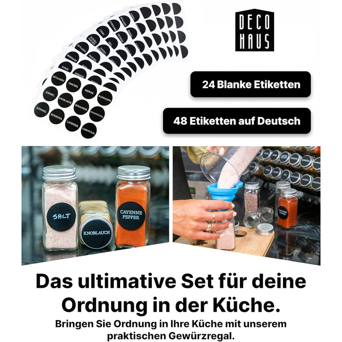 Підставка для спецій дворівнева з 12 баночками, чорна Deco haus