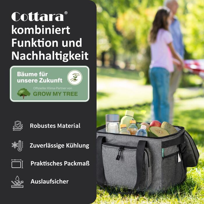 Велика складна термосумка 30 л сіра COTTARA