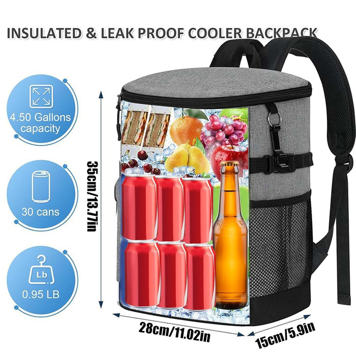 Терморюкзак 17 л сірий Dtaigou