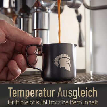 Глечик для молока Barista Legends з нержавіючої сталі 350 мл зі спеціальним носиком для лате-арту - Глечик для спінювання молока з високим глянцевим покриттям - Глечик для молока Barista з нержавіючої сталі - Аксесуари Barista (чорний 100 мл)
