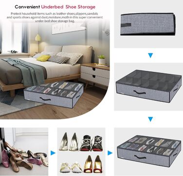 Коробка для хранения обуви с прозрачной крышкой 2шт. homyfort