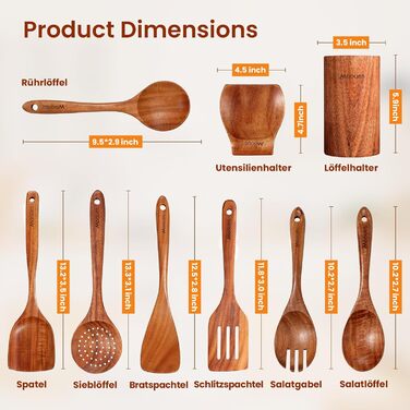 Набір кухонного приладдя з натурального тикового дерева 9 предметів Mooues