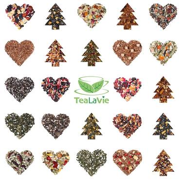 Чайний адвент-календар 2025 24 високоякісні розсипні чаї в елегантних чайних бляшанках Ручна робота З Різдвом Христовим, З Новим роком (Набір), Ханука - даруйте зараз на Різдво 2025 220 г (Зимове видання XXL)