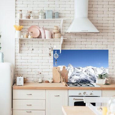 Дизайнерський кухонний фартух з алюмінієвого композиту, кухонний фартух, товщина 3 мм, 60x100 см, (Світлі гори)