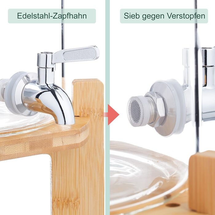 Стильний скляний диспенсер для напоїв 5 л Relaxdays