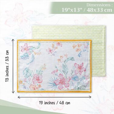 Бавовняні килимки для серветок, набір з 4 шт. , декоративні килимки для серветок, пасхальні килимки, що миються, для свят, вечерь, весни, літа (33 см x 48 см) (041 - Райський острів), 39Hermine 100