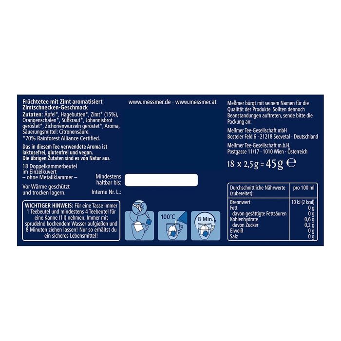 Чай Месмер - 48 чайних пакетиків 24 видів Атмосферний дизайн для демонстрації Різдвяний календар ідеально підходить як подарунок Фруктовий та трав&39яний чай (Булочка з корицею, 18 чайних пакетиків)