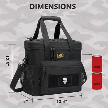 Тактична ланч-сумка для чоловіків 12,3 л чорна Bunnychic