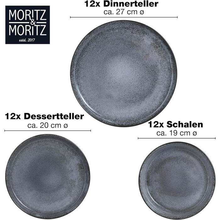 Набір посуду Moritz & Moritz VIDA з 18 предметів Елегантний набір тарілок 6 персон з високоякісної порцеляни посуд, що складається з 6 обідніх тарілок, 6 десертних тарілок, 6 тарілок для супу (набір посуду з 36 предметів)