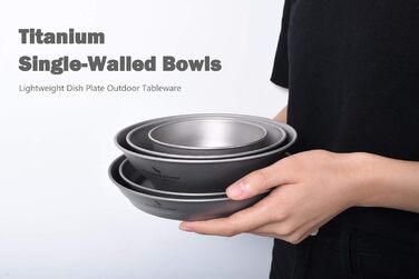 Безмежна подорож Титанова пластина Тарілка Посуд для кемпінгу на відкритому повітрі Зовнішня миска Титановий посуд і посуд Вимірювальний набір для кемпінгового рюкзака (Ti15164B-U)