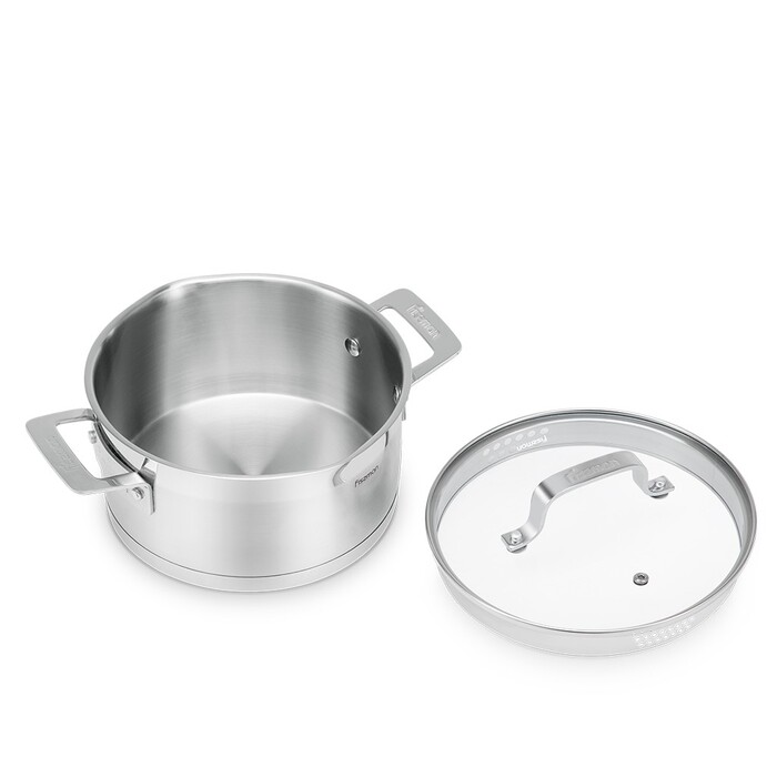 Кастрюля Fissman FOBUS 26x20 см 10,6 л со стеклянной крышкой нержавеющая сталь (5389)