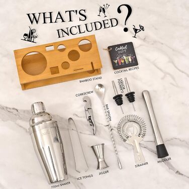 Набір для коктейлів з бамбуковою підставкою 17 предметів Eocolz