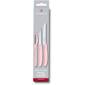 Набір кухонний Victorinox SwissClassic Paring Set 3шт з рож. ручкою (2 ножа, овощечистка Universal) у подар.упак.