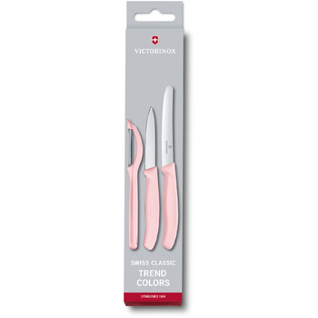 Кухонный гарнитур Victorinox SwissClassic Paring Set 3шт с розами. ручка (2 ножа, универсальный овощечист) в подарочной упаковке.