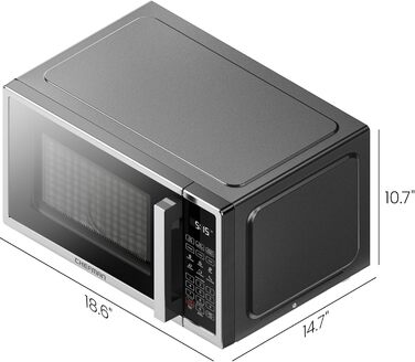Мікрохвильова піч Chefman 20 л 800 Вт 6 попередньо встановлених налаштувань 10 рівнів потужності Цифровий дисплей Еко-режим Функція пам&39яті Вимкнення звуку Блокування від дітей (США)