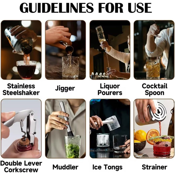 Набір бармена 11 предметів срібний OBALY