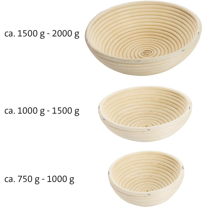 Расстоечная корзина Westmark, для 1500-2000 г хлебного теста, овальная, длина ок. 40 см, ротанговый тростник, светло-бежевый, 32022270 (одинарная, Ø 20,5 см)