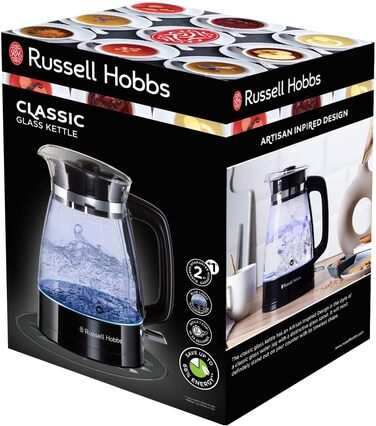 Электрический стеклянный чайник 1,7л 2400 Вт Russell Hobbs