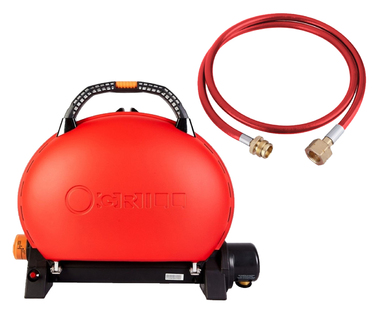 КОМПЛЕКТ Портативный переносной газовый гриль O-GRILL 500, красный+шланг в подарок! Код: 011676