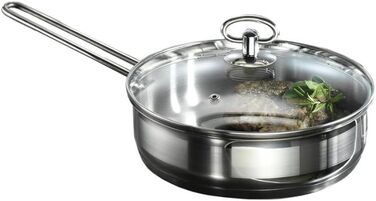 Набір посуду Karcher Jasmin, 20 предметів Набір посуду з нержавіючої сталі для індукції, включаючи скляні кришки Каструлі та сковорідки, придатні для миття в посудомийній машині та духовці Посуд для всіх типів плит з чашами з нержавіючої сталі