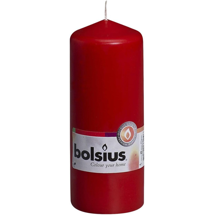 Свічки Bolsius Rustic Pillar - Металік, що згасає - Рожевий та червоний - Упаковка з 4 шт. - Тривалий час горіння 60 годин - Без запаху - Містить натуральний рослинний віск - Без пальмової олії - 13 x 7 см (6 x 6 x 15 см, Червоний)