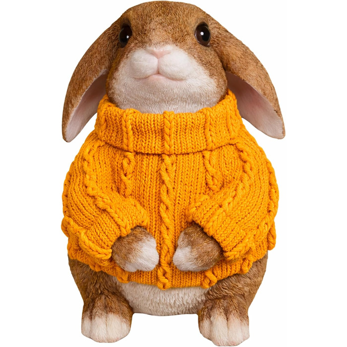 Декоративні фігурки кроликів у помаранчевому светрі colourliving