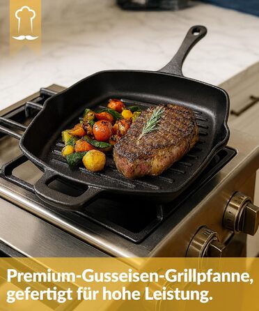 Чавунна форма для хліба Chefarone з кришкою - форма для хліба та тістечок - прямокутна форма для випікання та запікання - чавунна каструля для випікання хліба - 28 x 12 см (гриль)