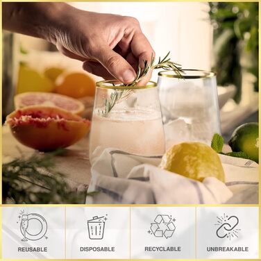 Пластиковые бокалы для вина без ножки 32 шт 340 мл CHATEAU FINE TABLEWARE