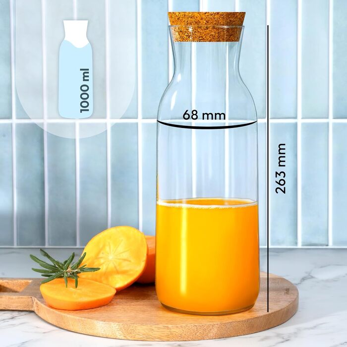 Скляний графин 1 л з кришкою 3 шт KONZEPT