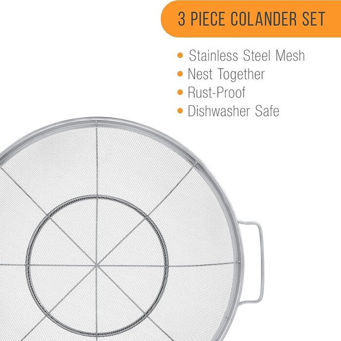 Металеві ситечка для кухні 3 шт Fbinys