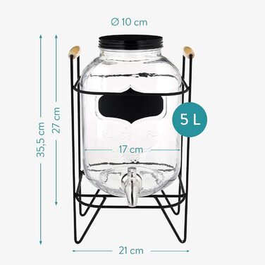 Диспенсер для напитков стеклянный 5 л Navaris