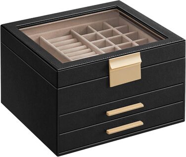 Шкатулка органайзер для ювелирных изделий 3-уровневая черный SONGMICS