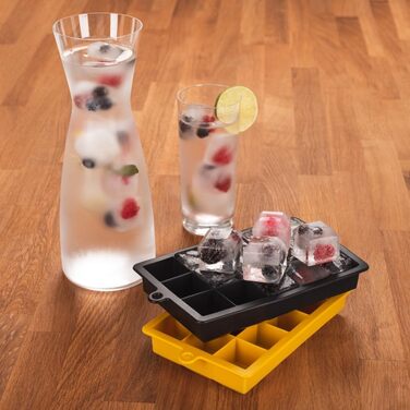 Силіконові формочки для льоду Blumtal 2x24 - Форма для льоду - Силіконова форма для льоду розміром 2,6 см - 2 форми для льоду розміром M - Льодогенератор без BPA 2 шт. - Кубики M (Кубики XL, Чорний, Синій - Гостра гірчиця)