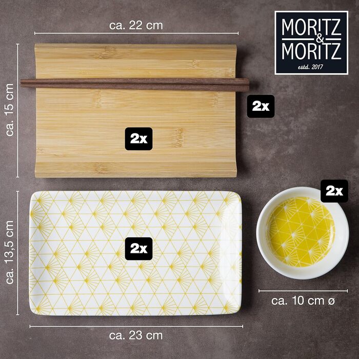 Набір посуду для суші на 2 персони, 10 предметів, Yellow Rays Gourmet Moritz & Moritz