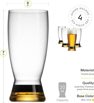 Элегантный набор пивных бокалов 4 шт 590 мл MITBAK