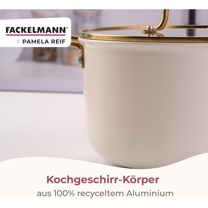 Кастрюля 1,7 л со стеклянной крышкой 16 см, пастельно-бежевый Pamela Reif Fackelmann