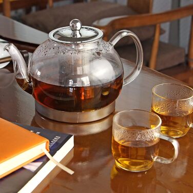 Термостійкий чайник із прозорого скла із сімним ситечком, 1,2л TOYO HOFU