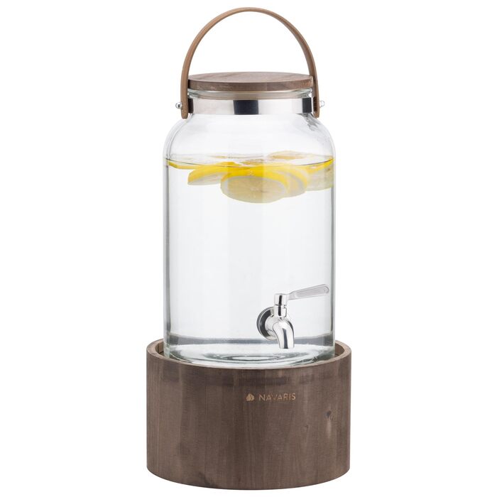 Диспенсер для напоїв скляний з дерев'яною підставкою 5,6 л Navaris