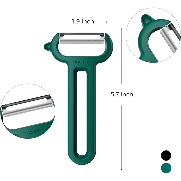 Овочечистка Linoroso 3PCS із загостреними кінчиками, Y-подібним гладким, зубчастим лезом та лезом для чищення та зачистки фруктів та овочів, гострота, гладкість та зручний хват зелений (Green Y-гладке лезо)