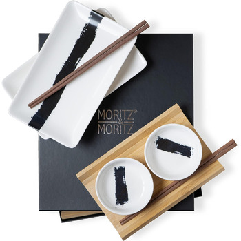 Набор посуды для суши на 2 персоны, 10 предметов, Brush Stroke Black Gourmet Moritz & Moritz