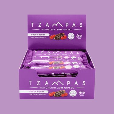 Енергетичні батончики зі смаком какао та смородини 16 x 40 г, Cocoa Berry TZAMPAS
