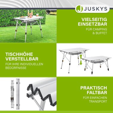 Складной алюминиевый стол 90x52 см Juskys