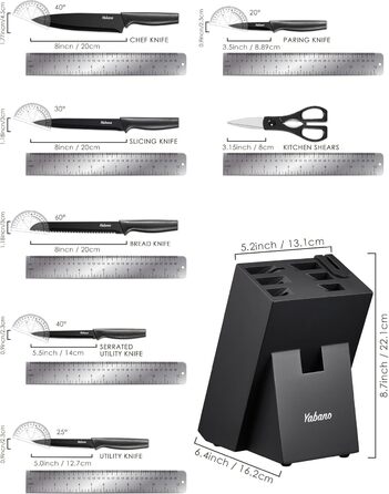 Набір кухонних ножів 8 предметів Yabano