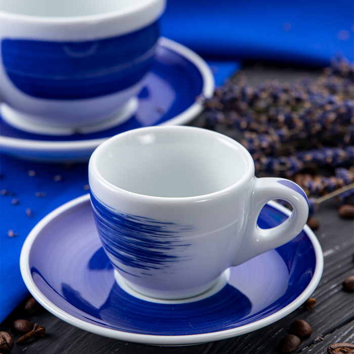 35135 Чашка caffe latte 350 мл Blue stroke B 'Verona Millecolori Hand Painted Brush stroke B Blue wi
