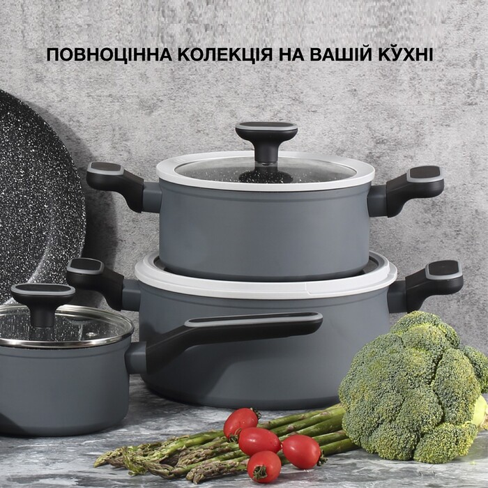 Каструля Fissman LAURA 24x11 см / 4,65 л зі скляною кришкою алюміній з антипригарним покриттям (14477)